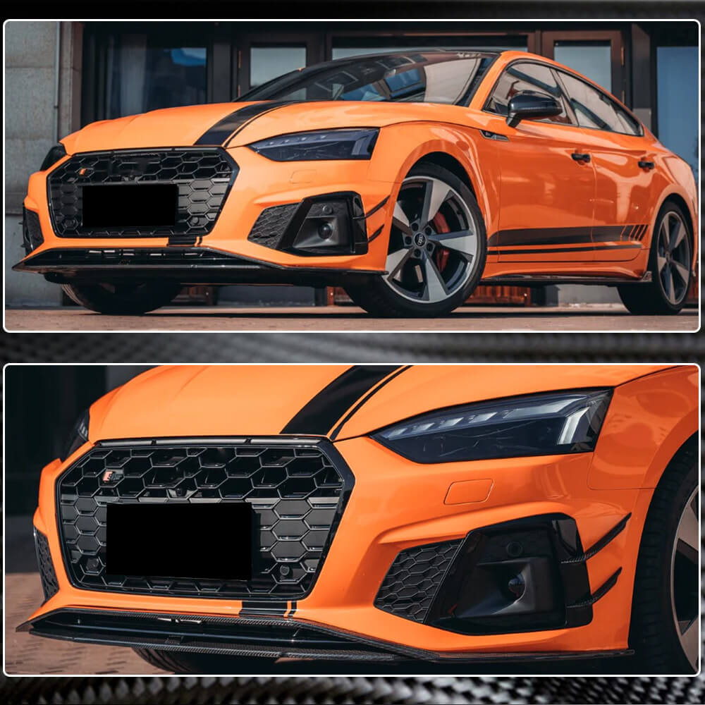 Audi S5 A5 Sline B9.5 2020UP Front Bumper Lip Dry Carbon Fiber-Ahacarbon