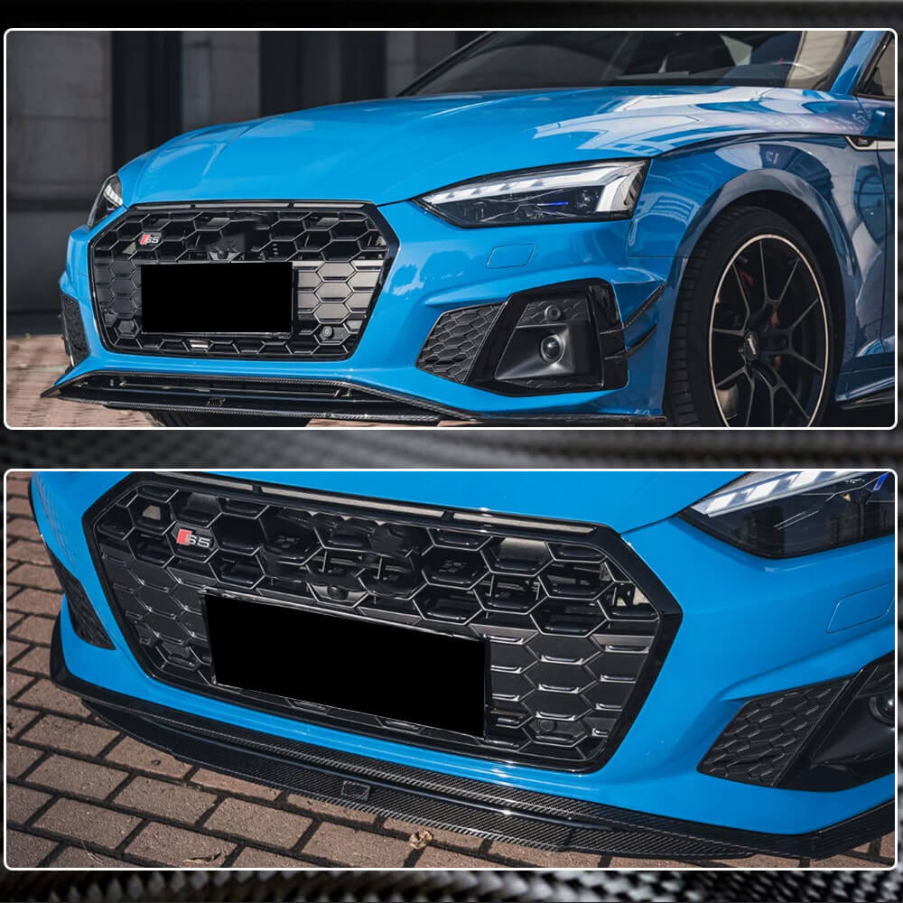 Audi S5 A5 Sline B9.5 2020UP Front Bumper Lip Dry Carbon Fiber-Ahacarbon
