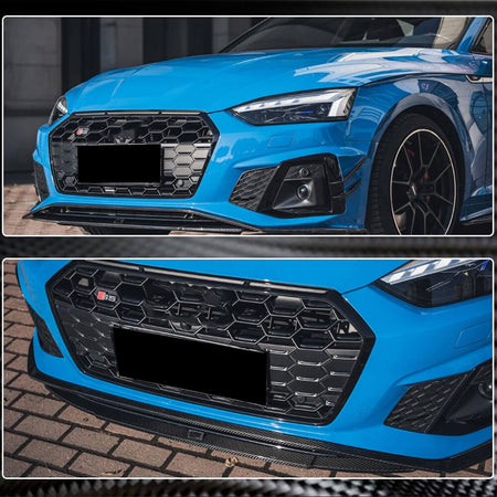 Audi S5 A5 Sline B9.5 2020UP Front Bumper Lip Dry Carbon Fiber-Ahacarbon