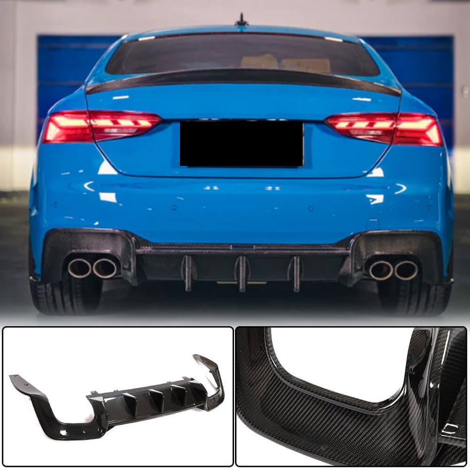 Audi S5 A5 Sline B9.5 Facelift 2020-2022 Rear Bumper Diffuser Dry Carbon Fiber-Ahacarbon