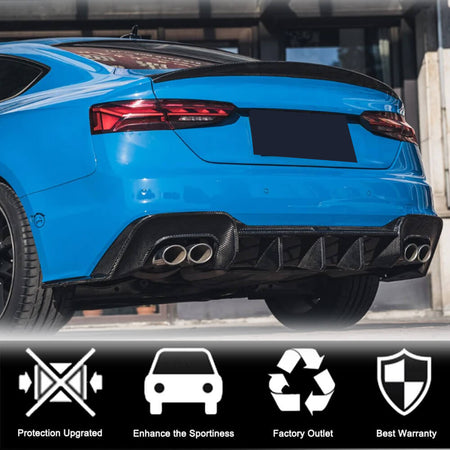 Audi S5 A5 Sline B9.5 Facelift 2020-2022 Rear Bumper Diffuser Dry Carbon Fiber-Ahacarbon