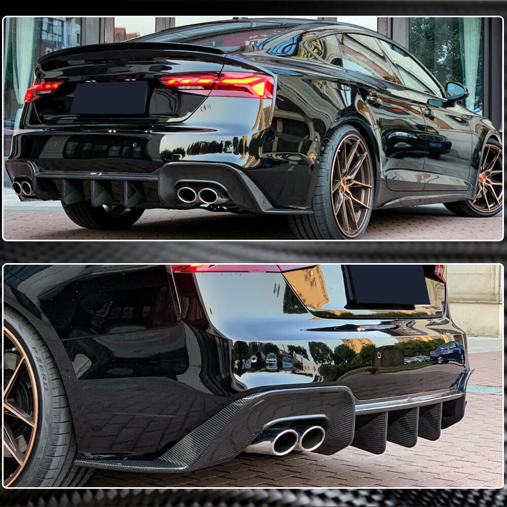 Audi S5 A5 Sline B9.5 Facelift 2020-2022 Rear Bumper Diffuser Dry Carbon Fiber-Ahacarbon