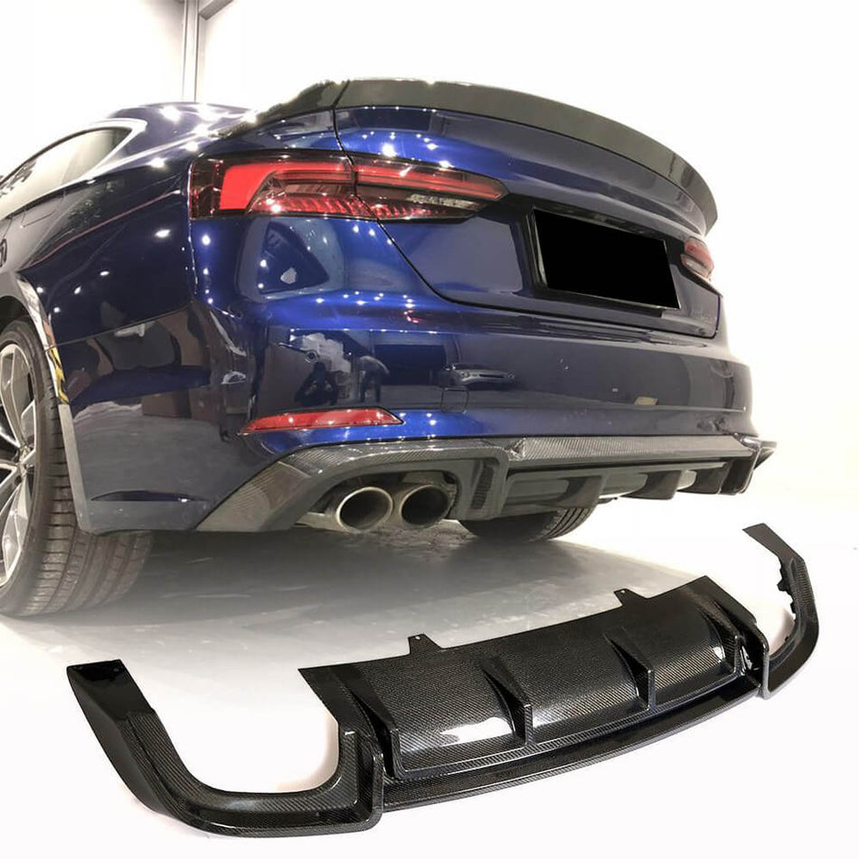 Audi S5 A5 Sline B9 2017-2019 Carbon Fiber/FRP Rear Bumper Diffuser-Ahacarbon