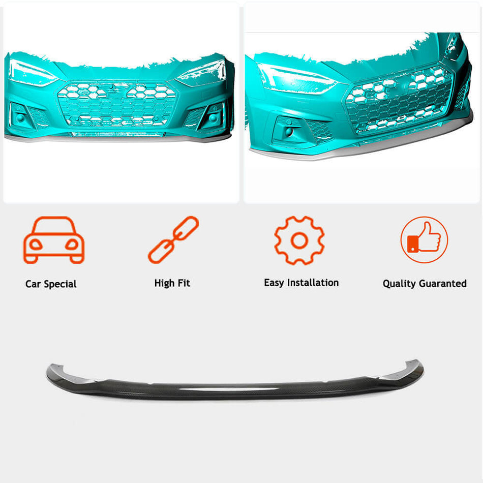 Audi S5 A5 Sline B9.5 2020UP Front Bumper Lip Carbon Fiber-Ahacarbon