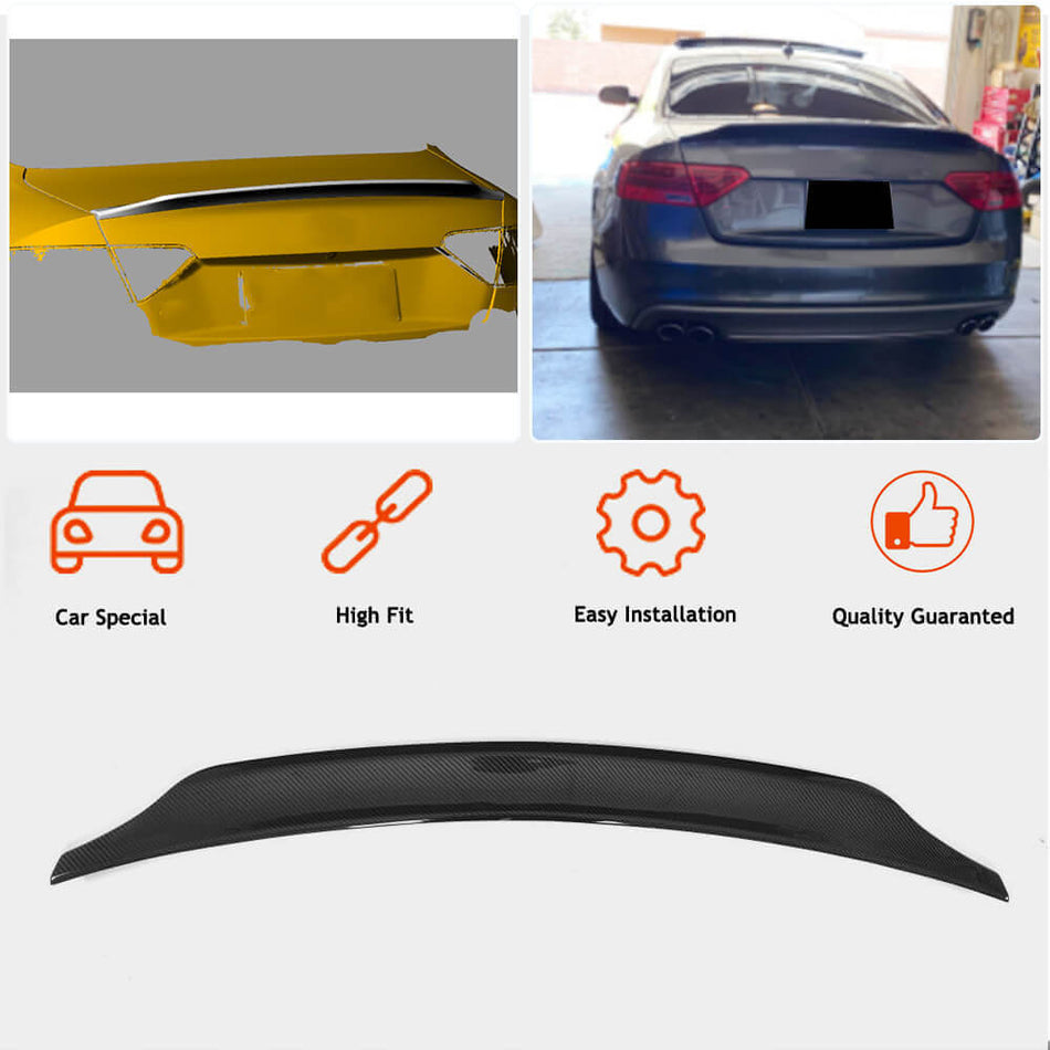 Audi S5 2-Door Coupe 2008-2016 Rear Trunk Spoiler Carbon Fiber-Ahacarbon