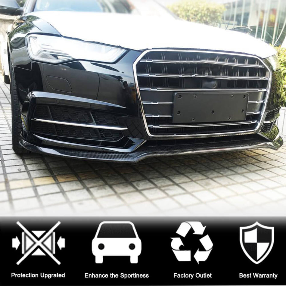 Audi S6 A6 Sline C7.5 Sedan Facelift 2016-2019 Front Bumper Lip Carbon Fiber-Ahacarbon