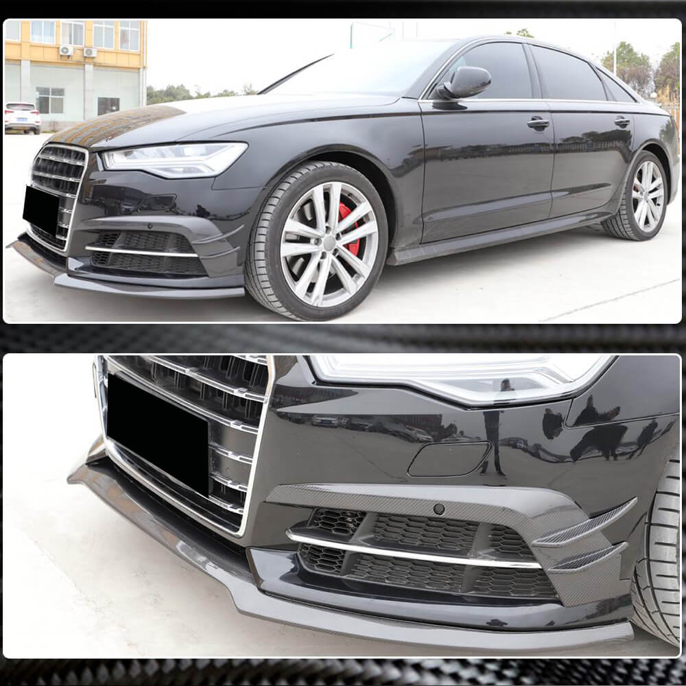 Audi S6 A6 Sline C7.5 Sedan Facelift 2016-2019 Front Bumper Lip Carbon Fiber-Ahacarbon