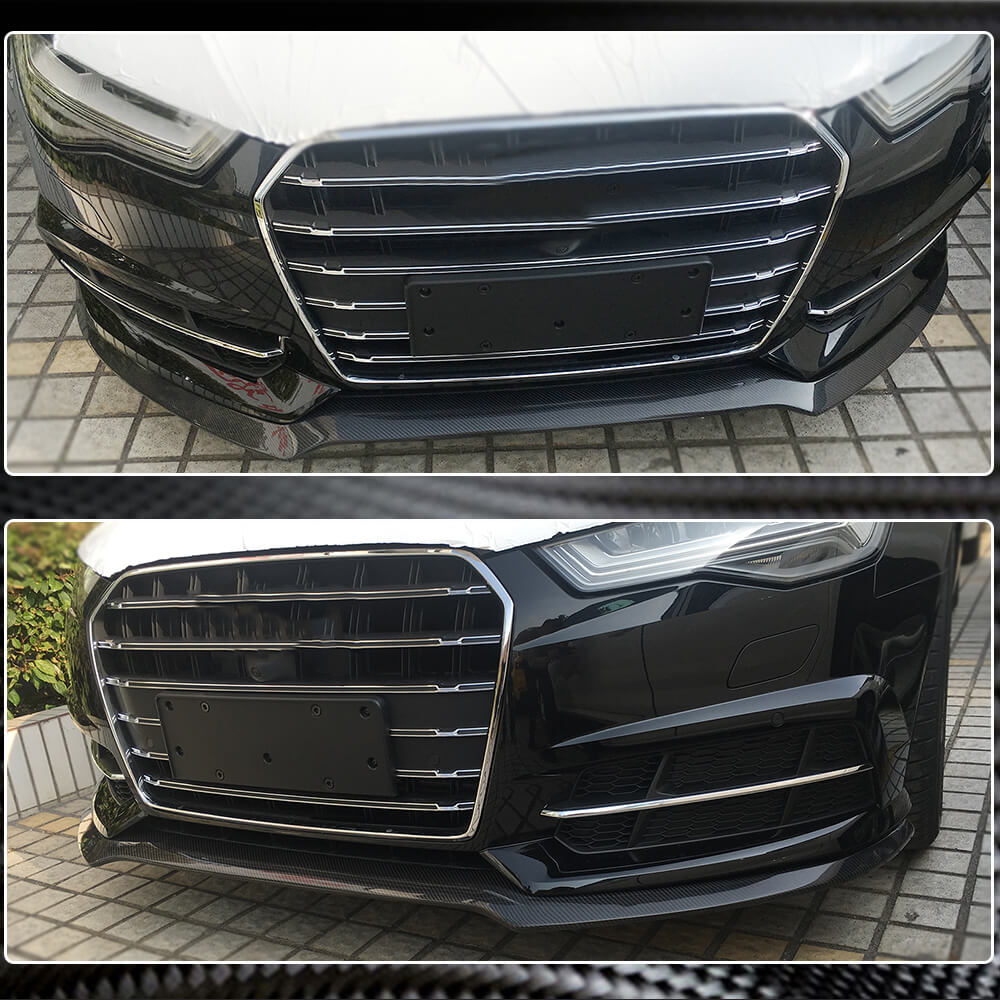 Audi S6 A6 Sline C7.5 Sedan Facelift 2016-2019 Front Bumper Lip Carbon Fiber-Ahacarbon