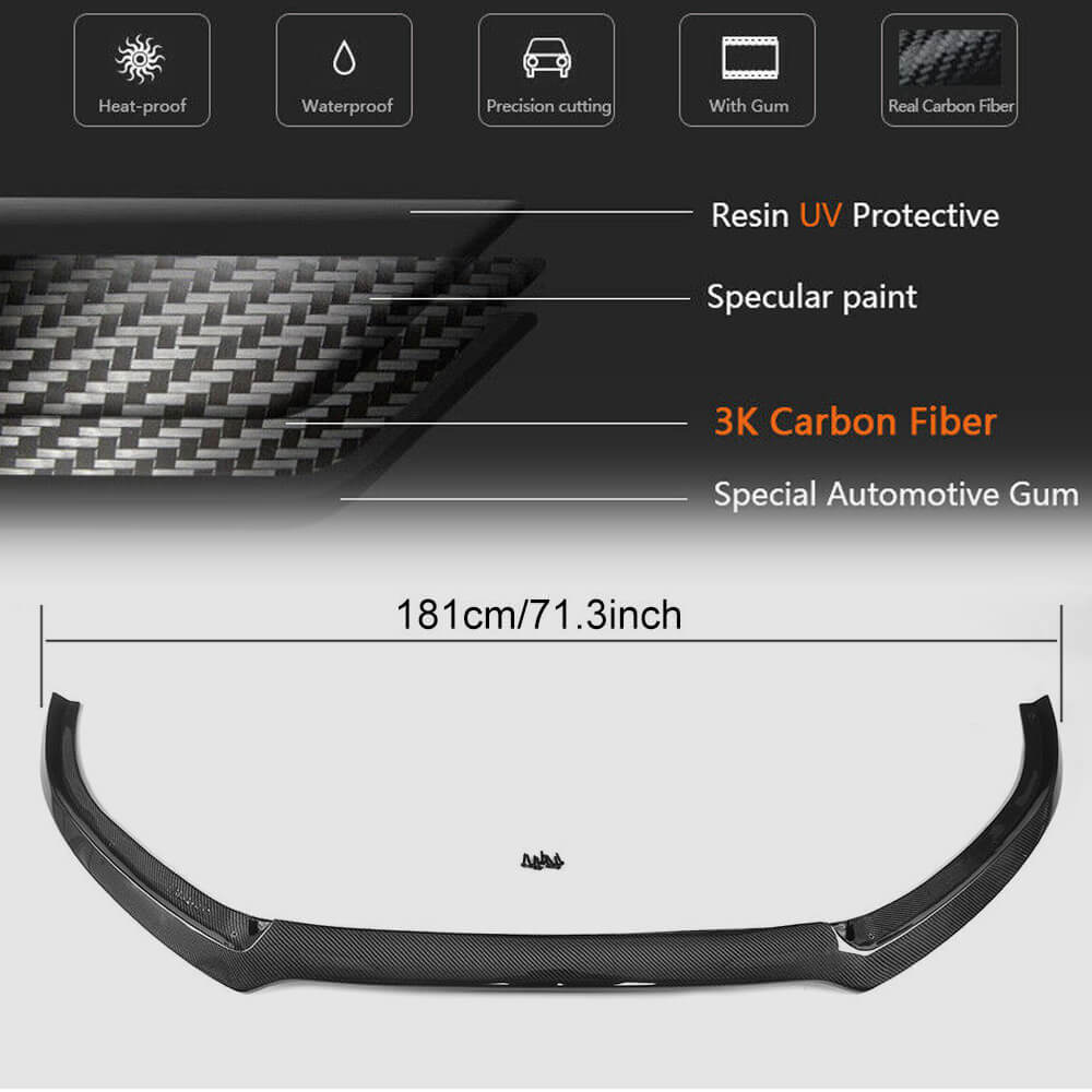 Audi S6 A6 Sline C7.5 Sedan Facelift 2016-2019 Front Bumper Lip Carbon Fiber-Ahacarbon