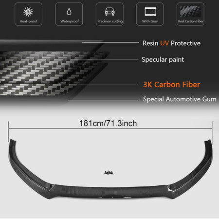 Audi S6 A6 Sline C7.5 Sedan Facelift 2016-2019 Front Bumper Lip Carbon Fiber-Ahacarbon