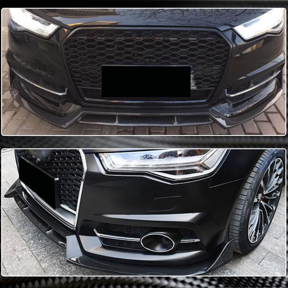 Audi S6 A6 Sline C7.5 Sedan Facelift 2016-2019 Front Bumper Lip Carbon Fiber-Ahacarbon