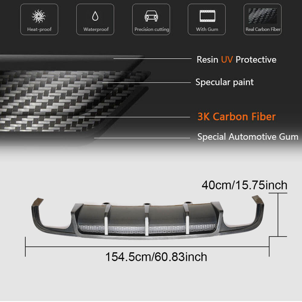 Audi S6 A6 Sline C7 Wagon 2015-2018 Rear Bumper Diffuser Carbon Fiber-Ahacarbon