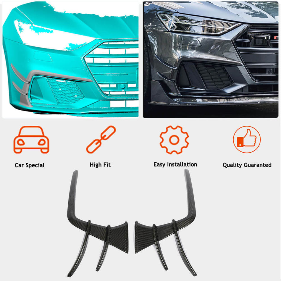 Audi S7 A7 Sline C8 Sportback 2019-2021 Front Bumper Splitters Carbon Fiber-Ahacarbon