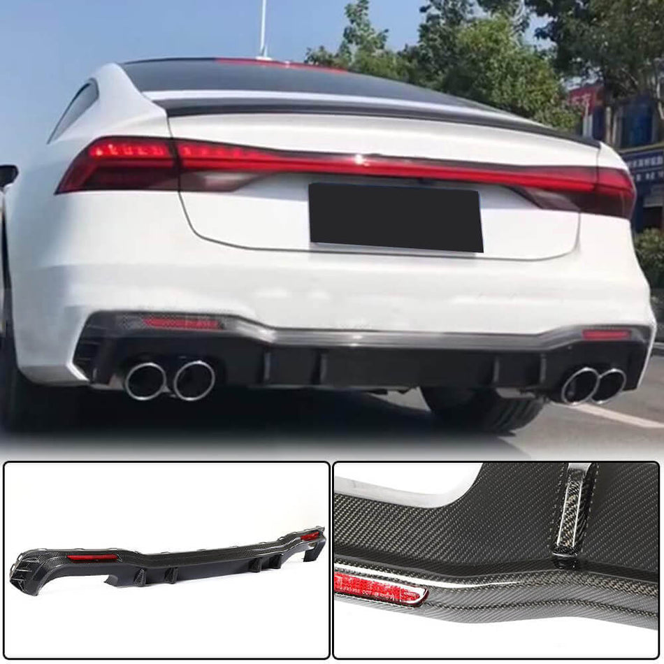 Audi S7 A7 Sline C8 Sportback 2019-2021 Rear Bumper Diffuser Carbon Fiber-Ahacarbon
