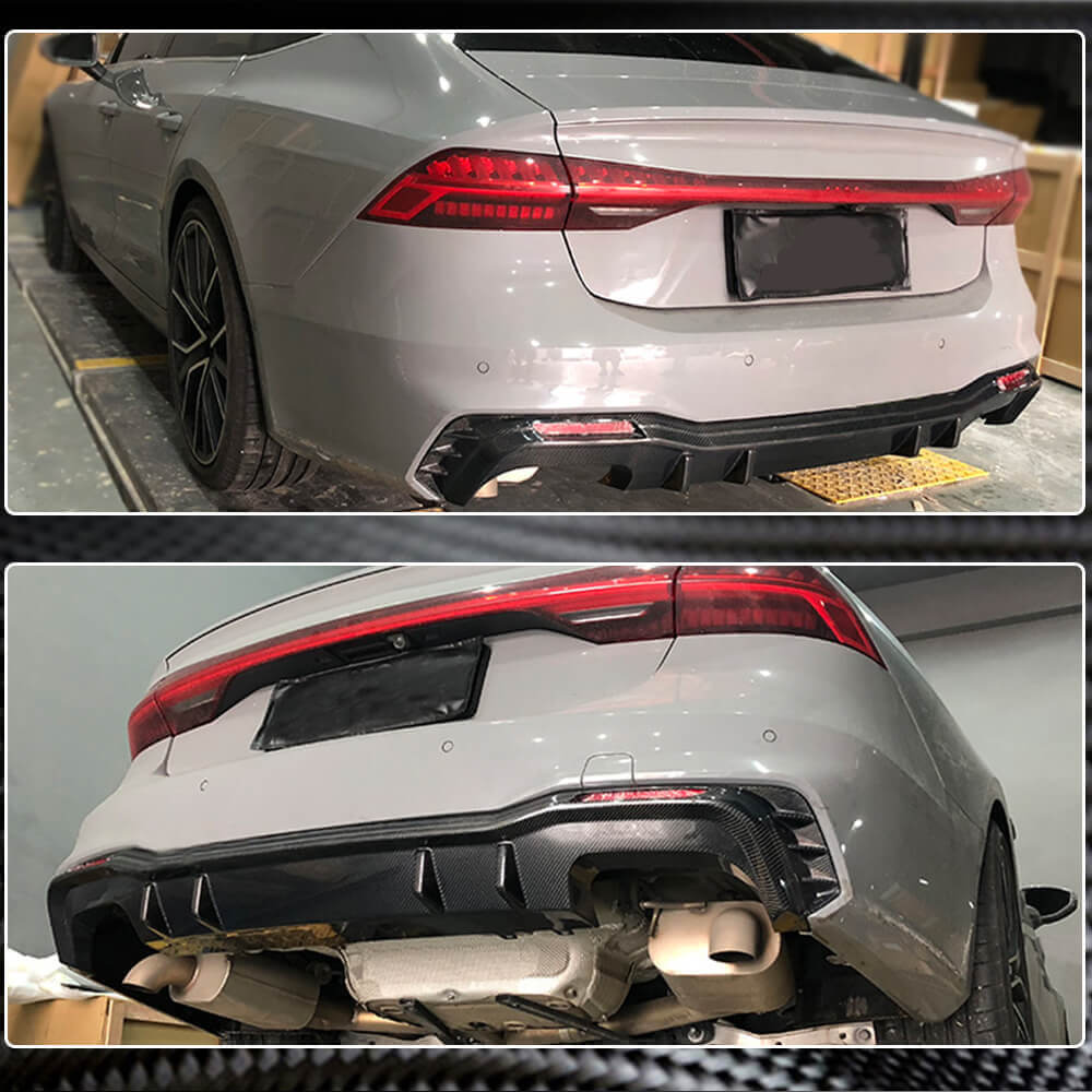 Audi S7 A7 Sline C8 Sportback 2019-2021 Rear Bumper Diffuser Carbon Fiber-Ahacarbon