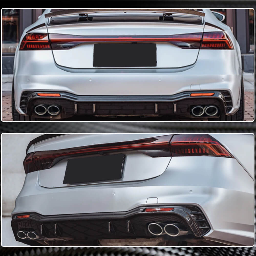 Audi S7 A7 Sline C8 Sportback 2019-2021 Rear Bumper Diffuser Carbon Fiber-Ahacarbon