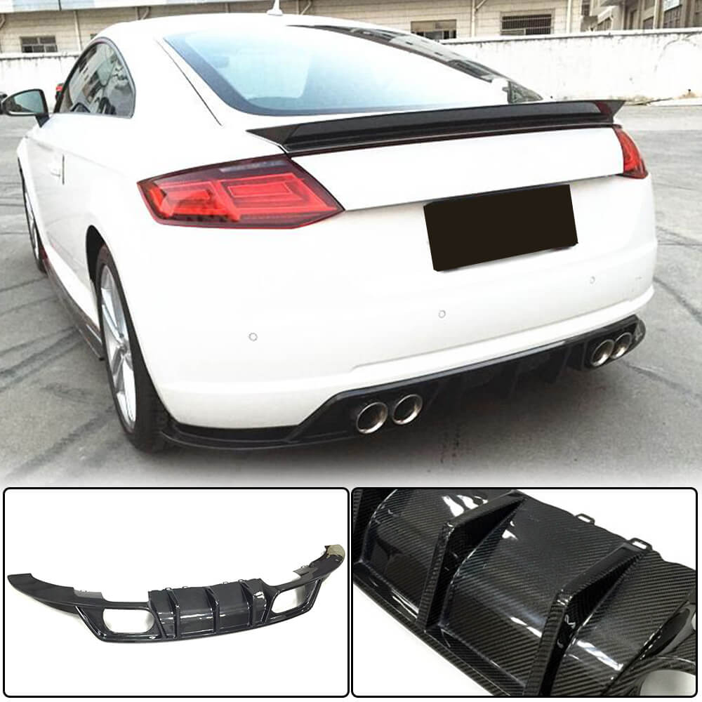 Audi TT MK3 8S Base 2015-2019 Rear Bumper Diffuser Carbon Fiber-Ahacarbon