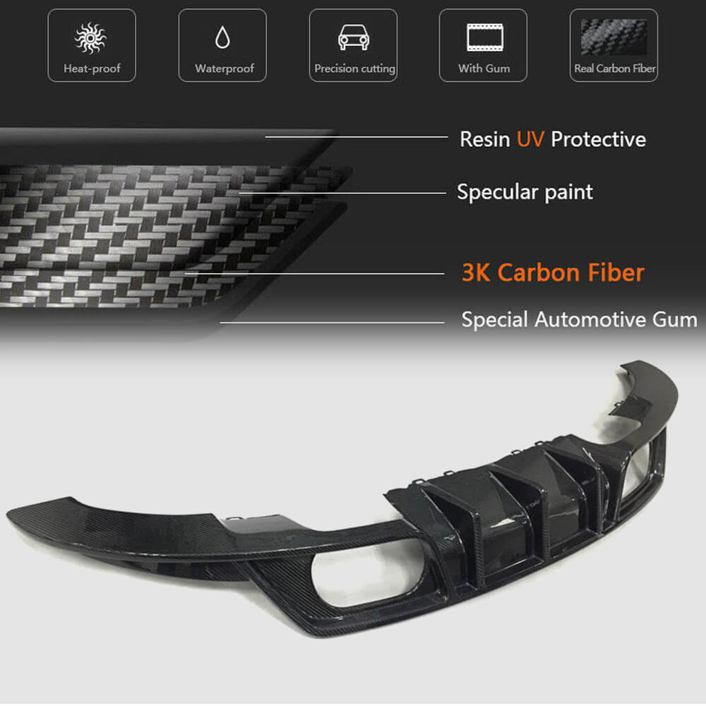 Audi TT MK3 8S Base 2015-2019 Rear Bumper Diffuser Carbon Fiber-Ahacarbon