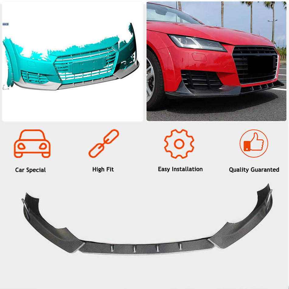 Audi TT MK 3 8S (Quattro) Base 2015-2019 Front Bumper Lip Carbon Fiber-Ahacarbon