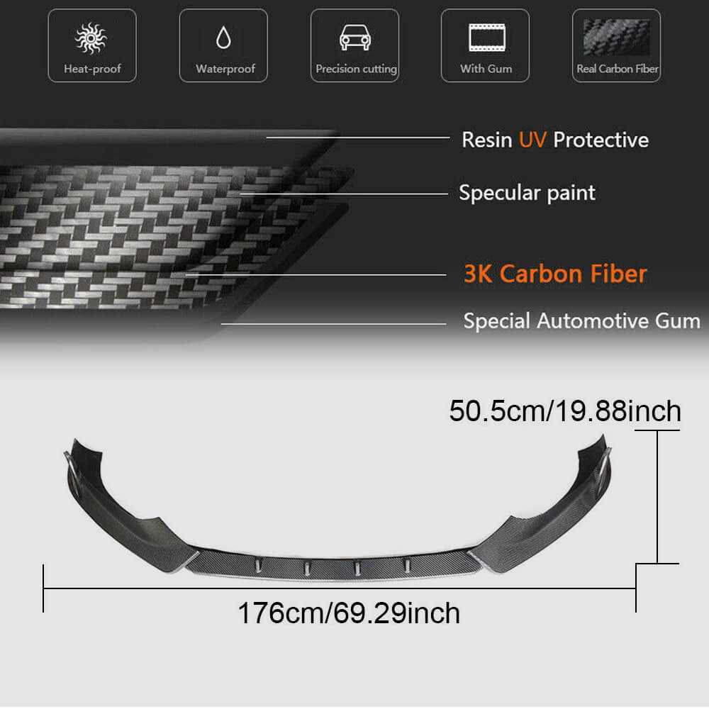 Audi TT MK 3 8S (Quattro) Base 2015-2019 Front Bumper Lip Carbon Fiber-Ahacarbon