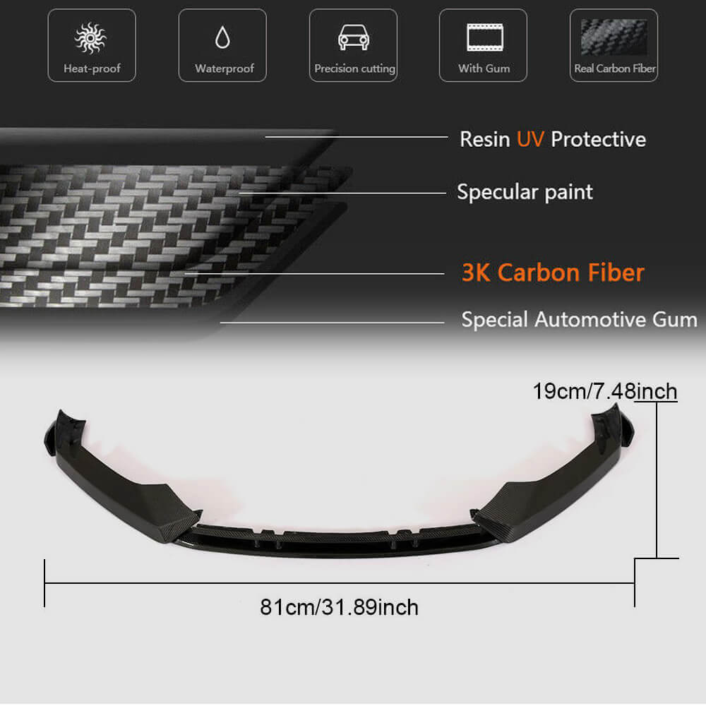 Audi TT RS 8S MK3 2016-2019 Front Bumper Lip Carbon Fiber-Ahacarbon