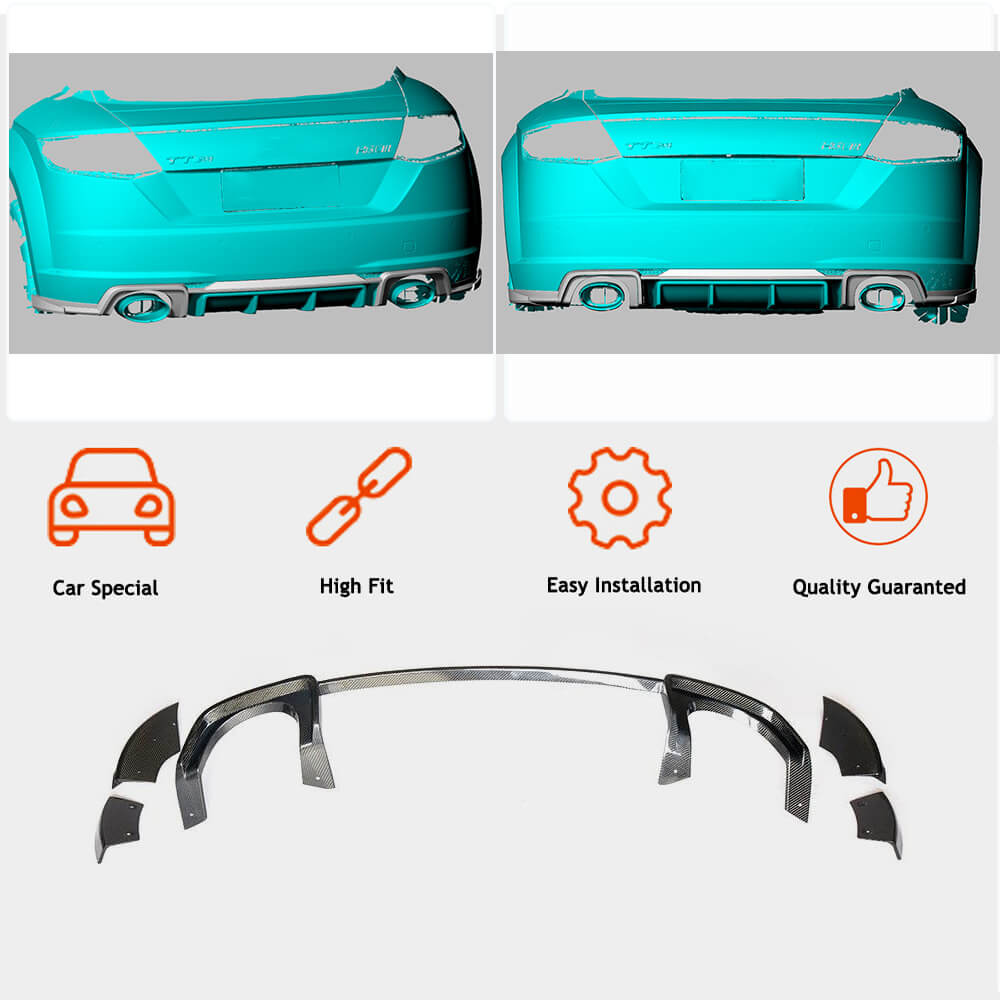 Audi TT RS MK3 8S 2016-2019 Rear Bumper Diffuser Dry Carbon Fiber-Ahacarbon