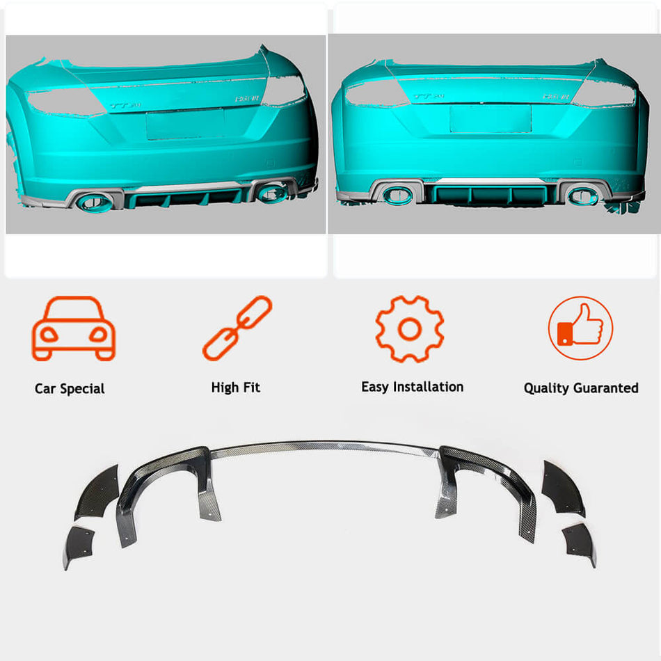 Audi TT RS MK3 8S 2016-2019 Rear Bumper Diffuser Dry Carbon Fiber-Ahacarbon