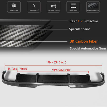 Audi TTS 08-14 TT 13-14 MK2 8J Pre-facelift Rear Bumper Diffuser Carbon Fiber/FRP-Ahacarbon