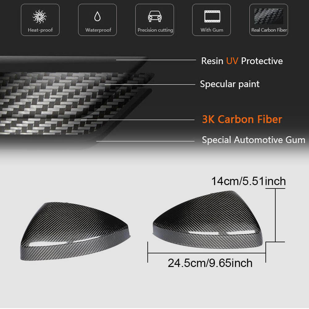 Audi TT TTS Sline TTRS MK3 8S R8 V10 Mirror Covers Replacement Carbon Fiber-Ahacarbon