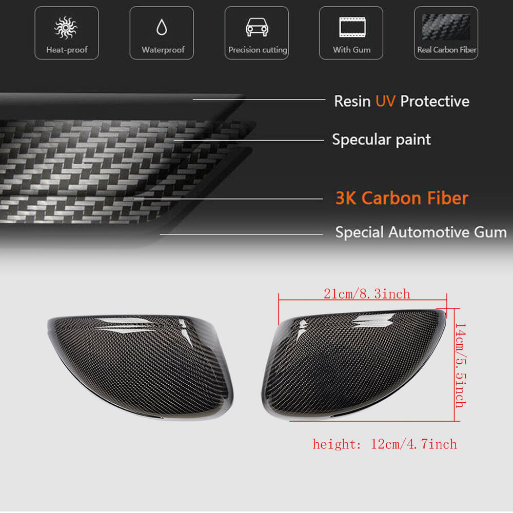 Audi TT TTS TTRS MK2 2008-2014 R8 2007-2011 Mirror Covers Replacement Style Carbon Fiber-Ahacarbon