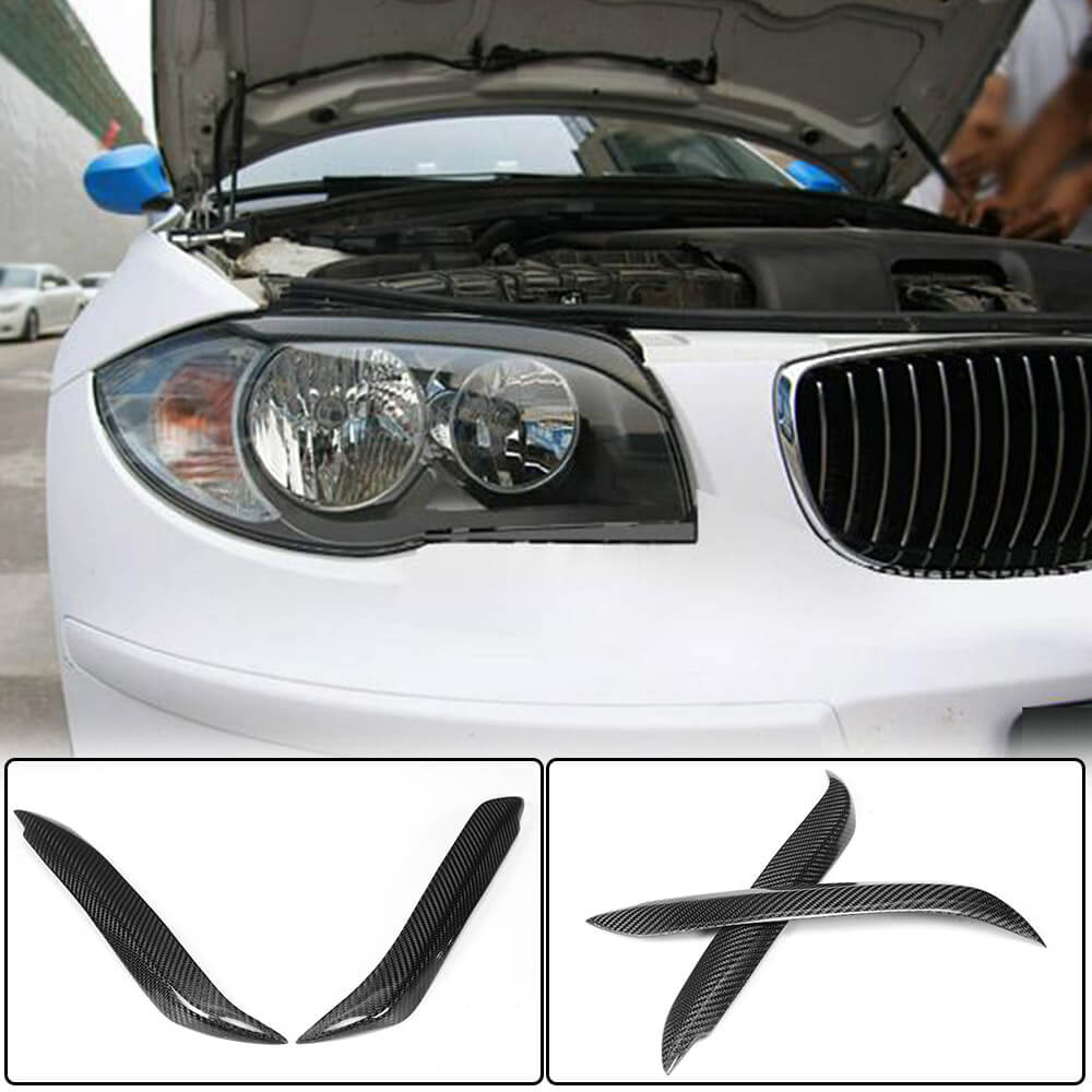BMW 1 Series E81 E87 E82 E88 2005-2013 Headlight Eyebrows Lamp Eyelids Carbon Fiber-Ahacarbon
