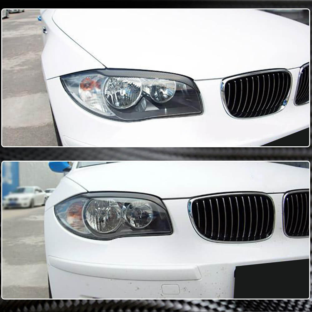 BMW 1 Series E81 E87 E82 E88 2005-2013 Headlight Eyebrows Lamp Eyelids Carbon Fiber-Ahacarbon