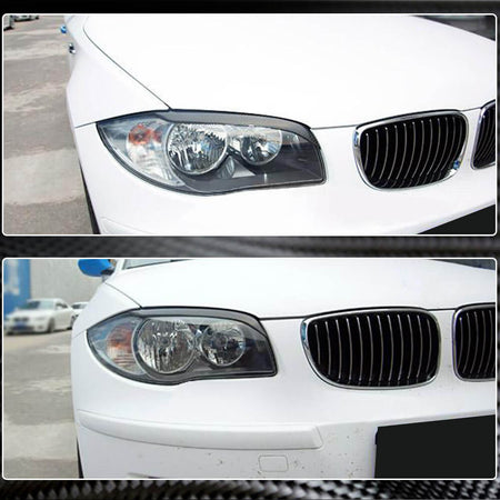 BMW 1 Series E81 E87 E82 E88 2005-2013 Headlight Eyebrows Lamp Eyelids Carbon Fiber-Ahacarbon