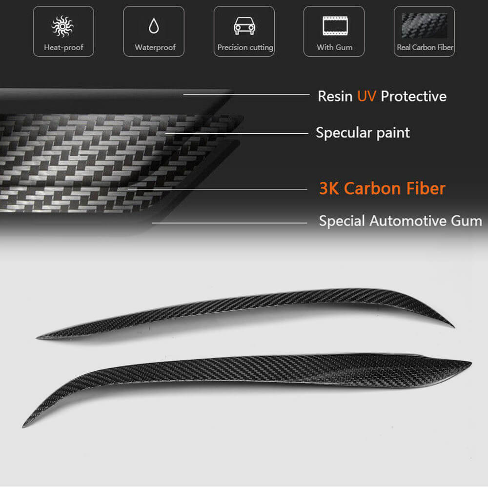 BMW 1 Series E81 E87 E82 E88 2005-2013 Headlight Eyebrows Lamp Eyelids Carbon Fiber-Ahacarbon