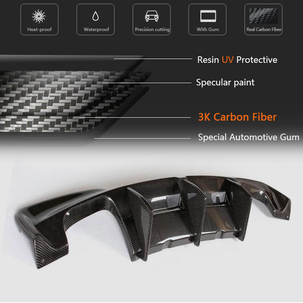 BMW 1 Series E82 1M 2011-2018 Rear Bumper Diffuser Carbon Fiber/FRP-Ahacarbon