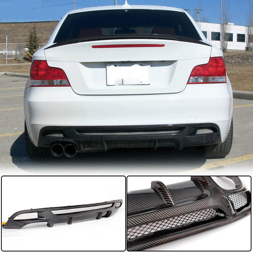 BMW 1 Series E82 E88 M Sport 2008-2013 Rear Bumper Diffuser Carbon Fiber-Ahacarbon