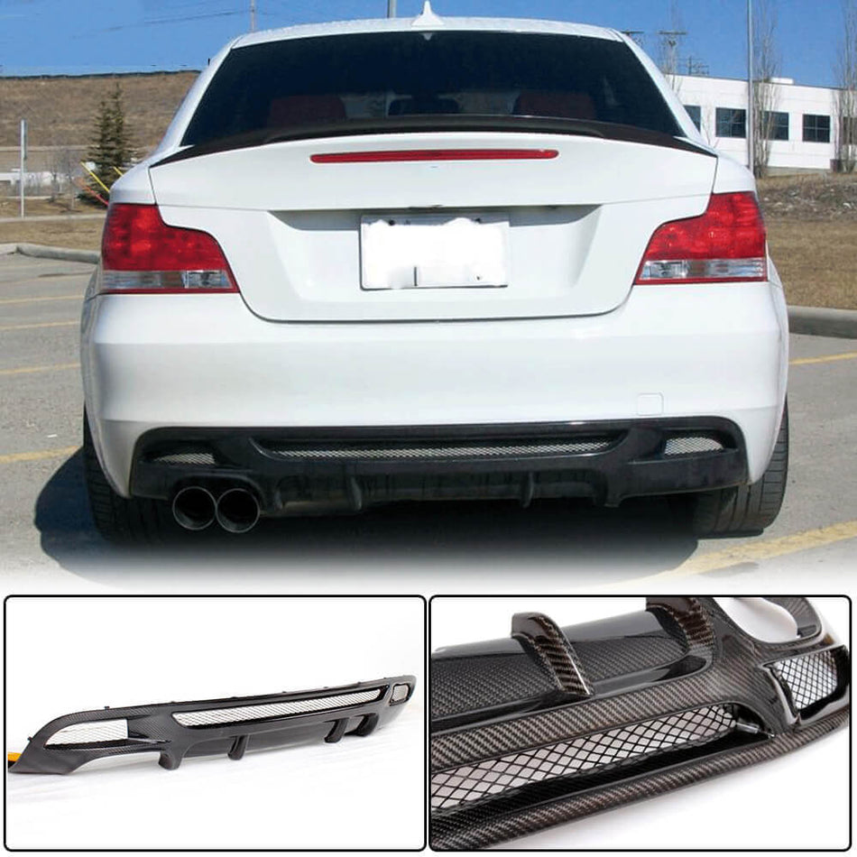 BMW 1 Series E82 E88 M Sport 2008-2013 Rear Bumper Diffuser Carbon Fiber-Ahacarbon