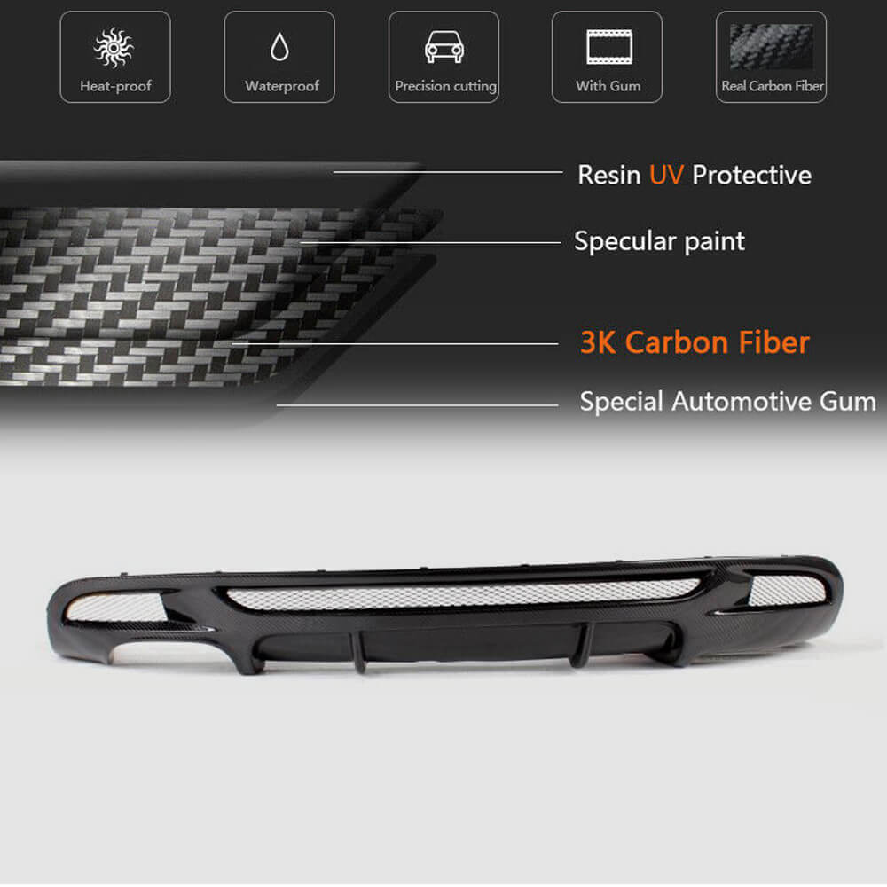BMW 1 Series E82 E88 M Sport 2008-2013 Rear Bumper Diffuser Carbon Fiber-Ahacarbon