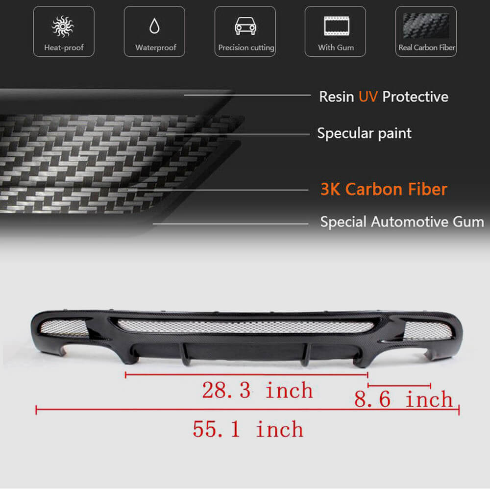 BMW 1 Series E82 E88 M Sport 2008-2013 Rear Bumper Diffuser Carbon Fiber-Ahacarbon