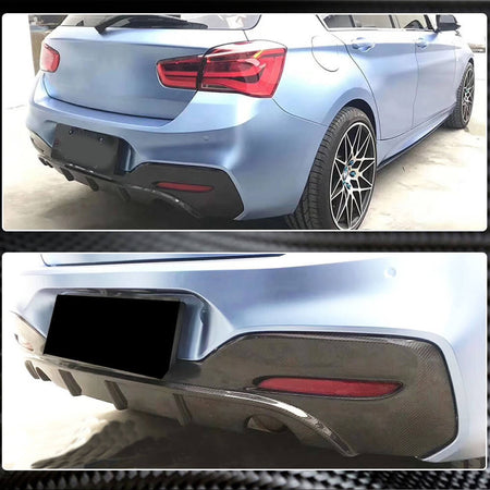 BMW 1 Series F20 F21 M135i M140i LCI 2016-2019 Rear Bumper Diffuser Carbon Fiber-Ahacarbon