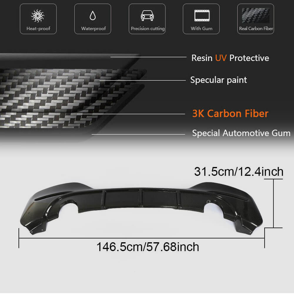 BMW 1 Series F20 F21 M135i M140i LCI 2016-2019 Rear Bumper Diffuser Carbon Fiber-Ahacarbon