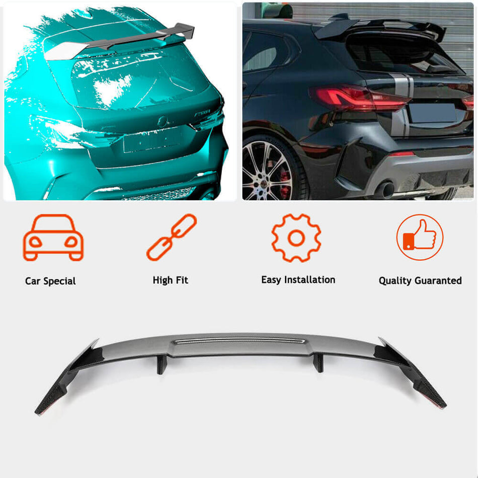 For BMW 1 Series F40 118i M Sport M135i xDrive Carbon Fiber Rear Roof Spoiler Window Wing Lip-Ahacarbon