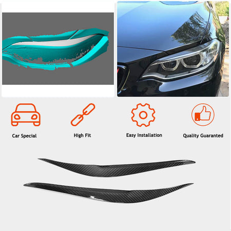 BMW 2 Series F22 F23 F87 M2 2014-2020 Headlight Eyebrows Lamp Eyelids Dry Carbon Fiber-Ahacarbon