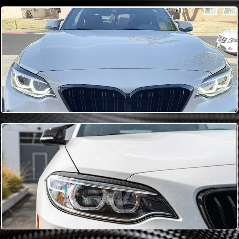 BMW 2 Series F22 F23 F87 M2 2014-2020 Headlight Eyebrows Lamp Eyelids Dry Carbon Fiber-Ahacarbon