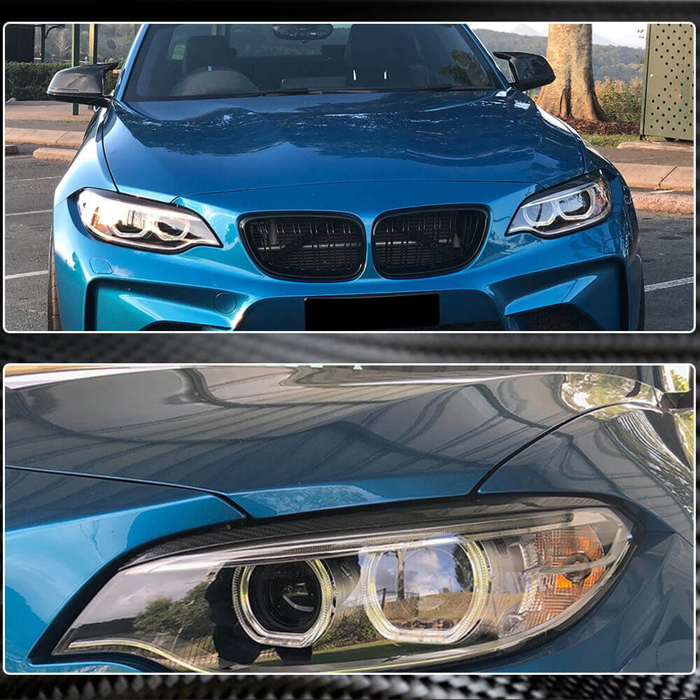 BMW 2 Series F22 F23 F87 M2 2014-2020 Headlight Eyebrows Lamp Eyelids Dry Carbon Fiber-Ahacarbon