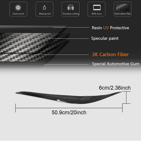BMW 2 Series F22 F23 F87 M2 2014-2020 Headlight Eyebrows Lamp Eyelids Dry Carbon Fiber-Ahacarbon
