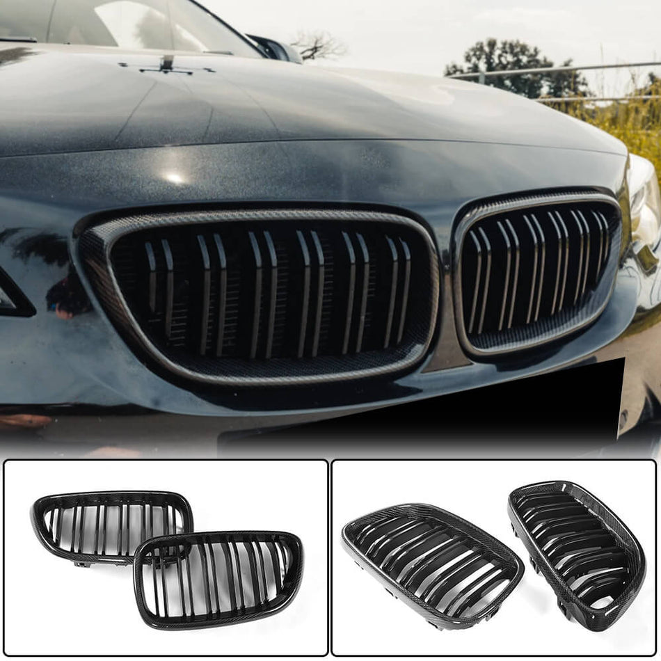 BMW 2 Series F22 F23 F87 M2 2014-2019 Dual Slats Front Grille Carbon Fiber-Ahacarbon