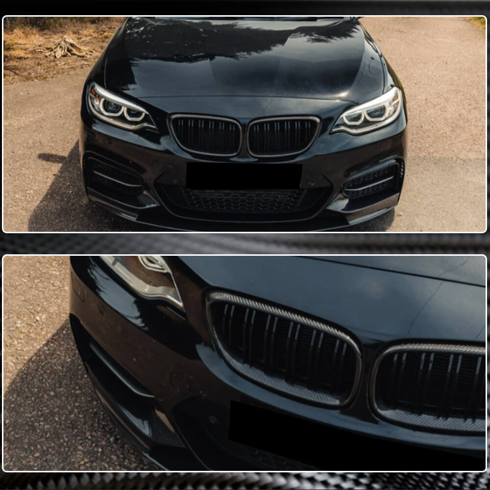 BMW 2 Series F22 F23 F87 M2 2014-2019 Dual Slats Front Grille Carbon Fiber-Ahacarbon