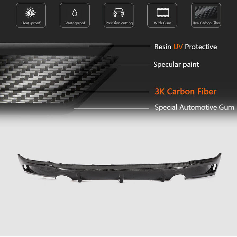 BMW 2 Series F22 F23 M Sport 2014-2019 Rear Bumper Diffuser Lip Carbon Fiber-Ahacarbon