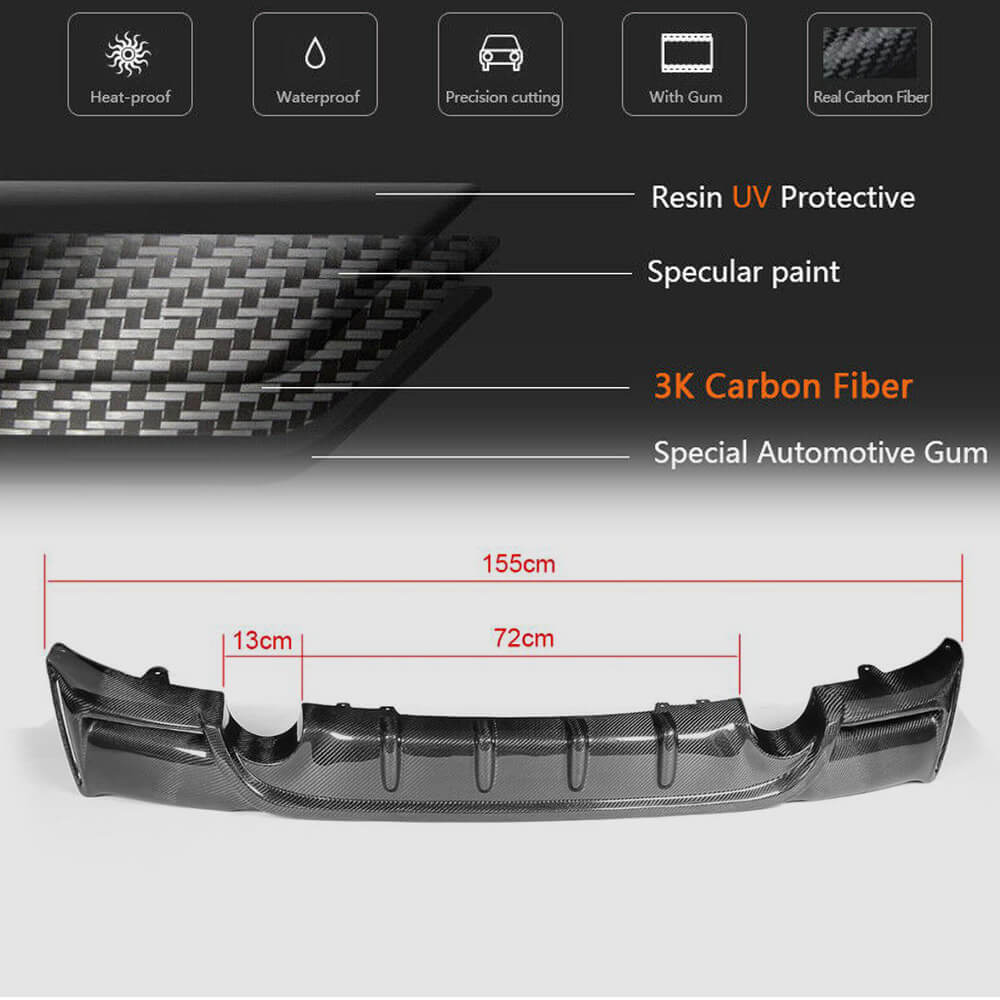 BMW 2 Series F22 F23 M Sport 2014-2020 Rear Bumper Diffuser Lip Carbon Fiber/FRP-Ahacarbon